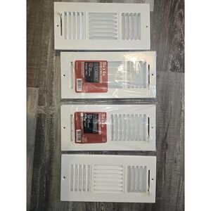 10 In. X 4 In. 2-Way Steel Wall/Ceiling Register In White‎ lot of 4. All New
